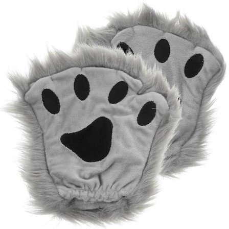 Dyrepotehandsker til Halloween-fest, stilfulde varme halvfingerhandsker med gråt farvedesign, 1 par [YJD]