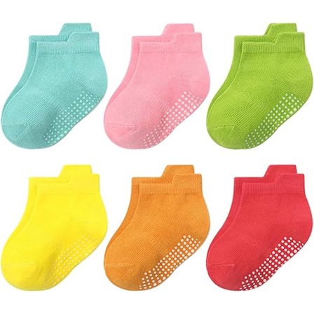 6 Par Baby Strumpor (5-8 År) - Nyfödd Strumpor - Halkfria Strumpor - Elastiska Ankelstrumpor - För Bebisar Småbarn - Halkfria Baby Strumpor För 