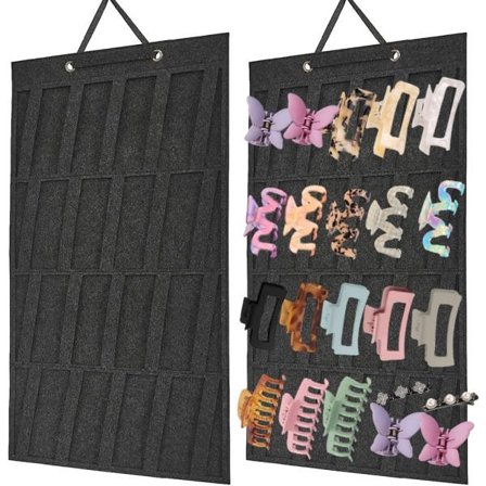 Store hårklemmer Organizer Premium filt hængende klo klemme Opbevaringsbøjle Dame hårklemmer (intet tilbehør) Væg dør Garderobe Displaystativ (