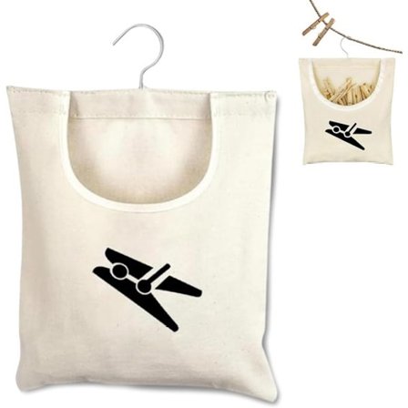 Clip-on taske, tøjpose, hængende taske, genanvendelig, op til 100 clips, kurv med kroge.