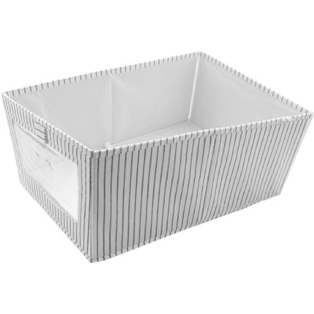 3 stk. sammenklappelige opbevaringskasser med gennemsigtigt vindue, opbevaringskasser med håndtag, opbevaringskurve, hvid