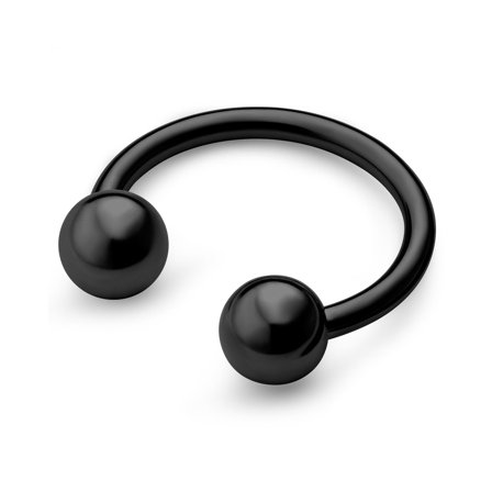 Medium 8 mm Sort Titanium Hestesko Barbell til mænd - Læbepiercinger - Piercingsmykker