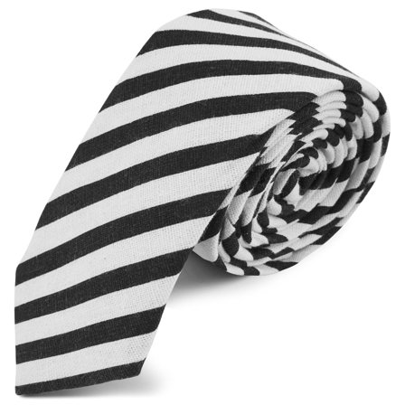 Black & White Striped Tie for Men - Skinny ties