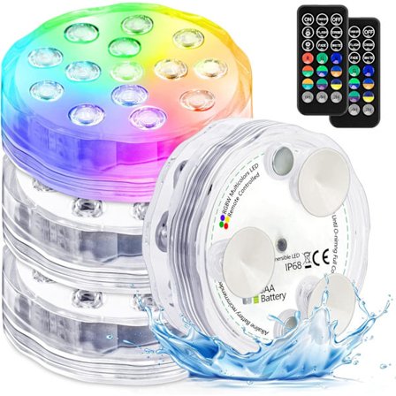 Poollys Senkbare LED-lys med fjernkontroll, Vanntett