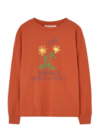THE ANIMALS OBSERVATORY Flowers Red Dof Lonf Sleeve T-Shirt - Orange - 10 Y