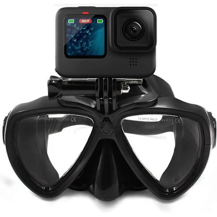 Dykkermaske med beslag kompatibel med actionkamera, indeholder ikke go pro, svømmemaske til Go-Pro snorkling