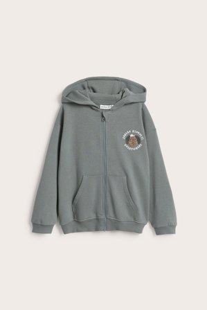 Kappahl | Bluza z kapturem, z haftem | Szary