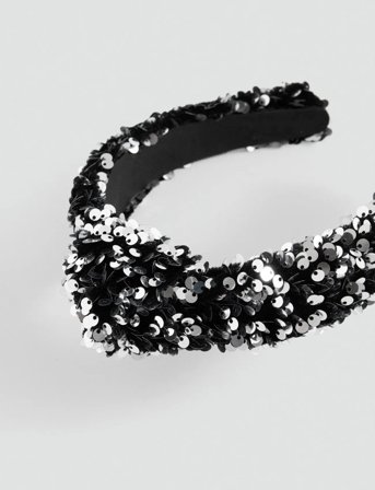 Mango Sequin Shimmer Headband - Black - ONE SIZE