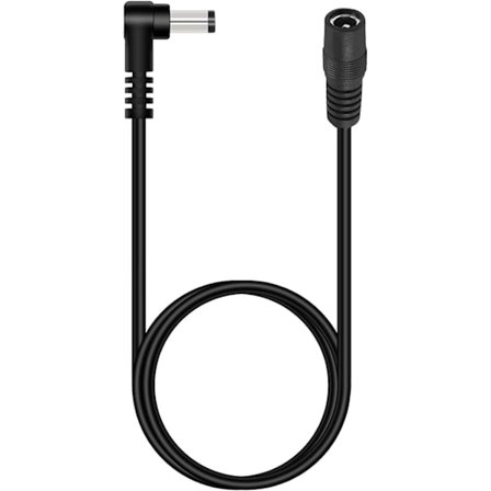 Tonton DC 12V Forlængerkabel 5M | 5,5 x 2,1 mm Strømforsyningsadapter DC Forlængerkabel, 90 Graders Retvinklet Strømkontaktkabel Sort-Glad