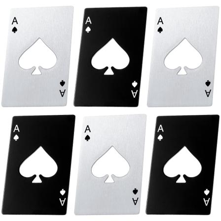 Kortspil Korketrækker Rustfrit Stål (Sølv, Sort, 6stk)