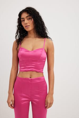 Carla Ginola x NA-KD Corset en satin - Débardeurs - Rose - EU 36