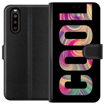 Yhteensopiva Lompakkokotelo Sony Sony Xperia 10 II Nykytaiteellinen typografia taiteilu sanaa LOVE nestemäisissä sateenkaariväreissä mustaa tausta