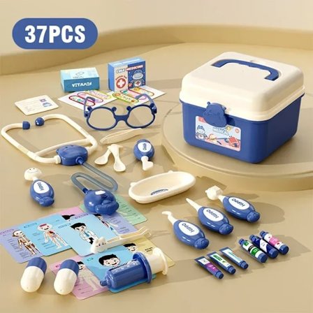 Simulerings Medicinsk Verktygslåda Läkare Set Sjukhus Tandläkare Låtsas Rollspel Hus Spel Flicka Stetoskop Spruta Barn Leksak