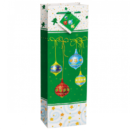 Vinpåse med motiv av juletrekuler