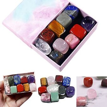 10x Chakra Healing Crystals Reiki Kivikokoelma Luonnonhiotut Kivikivet Jalokivilaatikko ( )