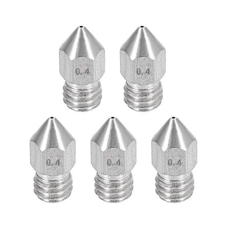 5 kpl 3D-tulostimen suutinta, ruostumattomasta ter ksest valmistettu suutin 0,4 mm, ekstruuderin tulostusp M6