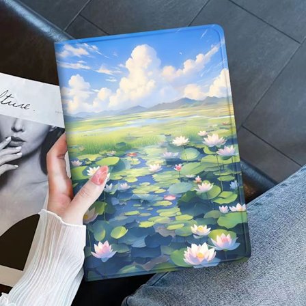 Stilrent fodral för iPad Old 2/3/4 9.7" Swamp Lotus 10" Silikon Full