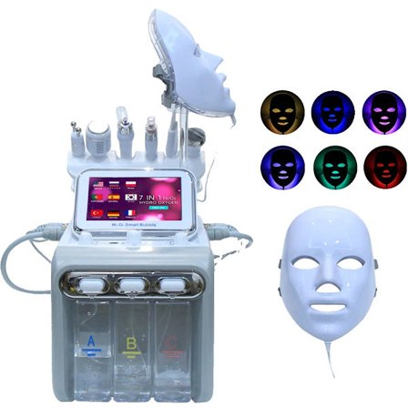 7 i 1 Väte Syre Ansiktsmaskin, RF Huduppstramning, Avancerad Hydrationsteknik,7 i 1 Grå