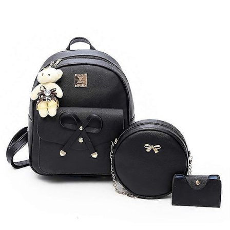 Piger Roset 3-delt Taskesæt Mode Læder Rygsæk Skuldertaske Pung til Kvinder Rygsæk til Damer Skuldertaske