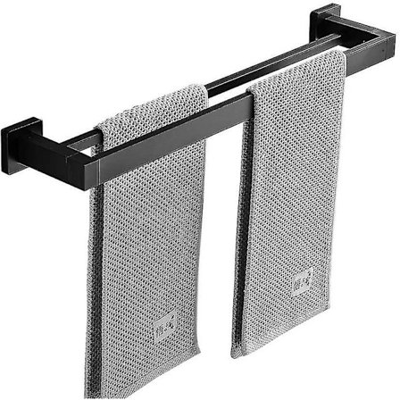 Badrum Tjocknat Fyrkantig Dubbel Stång Handdukshållare Väggställ Badrumshylla Badrumstillbehör