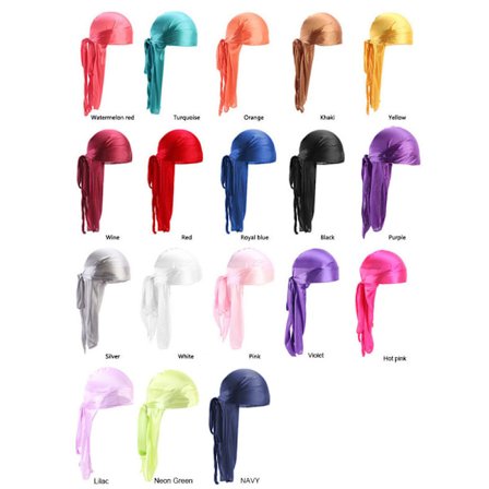18 delar Silk Durag för män Waves Silk Extra lång svans bred