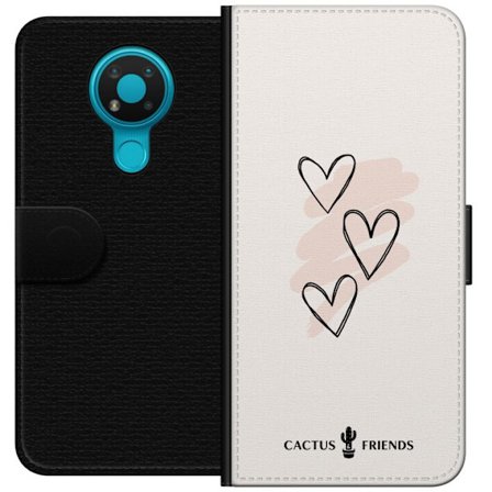 Yhteensopiva Lompakkokotelo Nokia Nokia 3.4 Cactus and Friends - Soft Romance Sketch