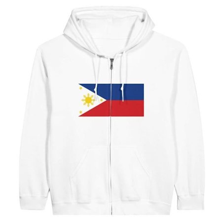 Philippines Flag Zip Hoodie i Vit