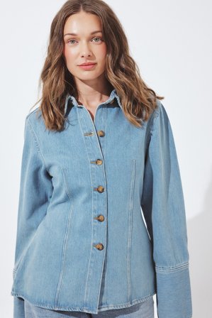 NA-KD Chemise en jean à taille marquée - - Bleu - EU 34