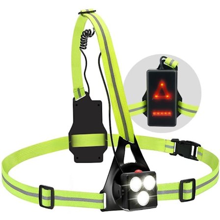 Brystlys, USB-oppladbar LED-løpelys for jogging, camping