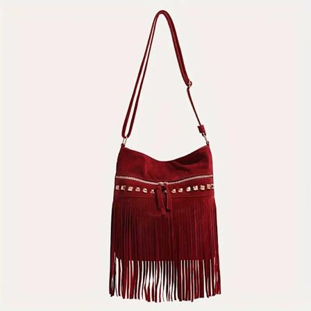 Vintage Frynser Crossbody Bag, Retro Bohemian Skuldertaske, Kvinners Hippie Håndveske og Pung