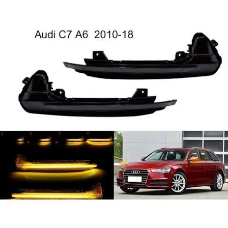 Hot tilbud til lav pris! LED dynamisk blinklys Audi A6 C7 2010-2018 + Allroad 2012-18 Sort Blank