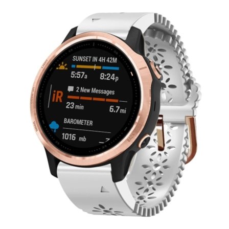 För Garmin Fenix ​​6S 20mm Lady's Silicone Watch Band med spetsstans