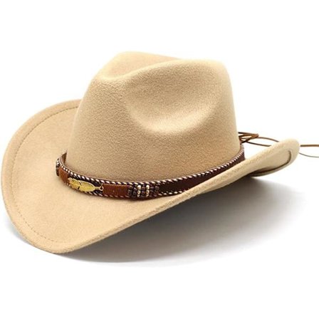 Cowboyhatter for kvinner, cowboyhatter for menn i westernstil, cowboyhatter med bred brem og belter, filthatter.