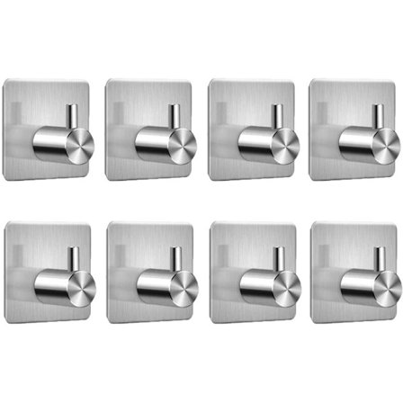 8 stk. kroge selvklæbende håndklædekroge rustfrit stål vægkroge selvklæbende kroge selvklæbende kroge boring til toilet