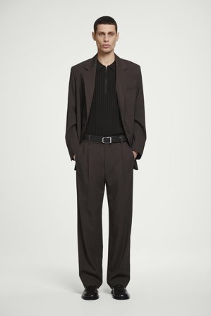 COS Men's Fluid Lightweight Wool Trousers in Brown