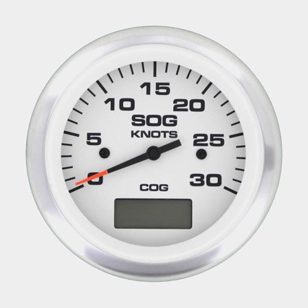 Log Veethree GPS Speedometer Lido, Ø86 mm, 12 V, GPS, NMEA 0183, argento/bianco, 0 - 30 nodi, senza sensore