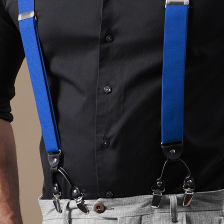 Wide Blue Clip-On Braces for Men - Clip-on braces & suspenders