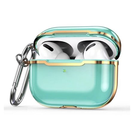 AirPods Pro 2 genomskinligt fodral med karbinhake - Transparent Grön / Guld