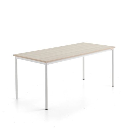 Skrivebord SONITUS PLUS, 1800x800x760 mm, støjreducerende ask højtrykslaminat, hvid