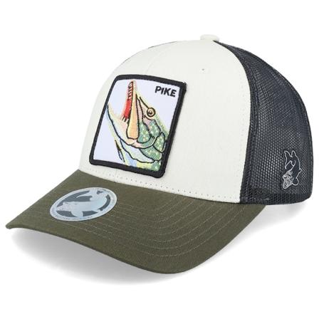 Skillfish - Weiss trucker Cap - Kids Pike Pro Fishing Ivory/Black/Dark Mash Trucker @ Hatstore