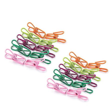 Flerfärgade klädnypor i ståltråd med PVC-beläggning för klädstreck