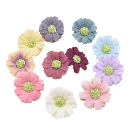 Lot af 11 stykker kunstige blomsterhoveder håndlavede falske blomsterhoveder i flerfarvet stof til DIY-håndværk dekoration (11 forskellige farver)