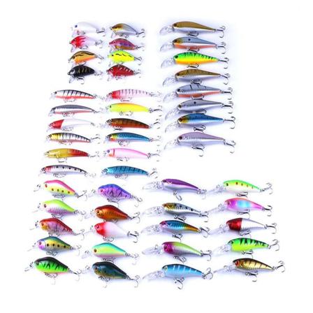 48st Kit Med Fiskedrag Wobbler, Minnow Mixed, Spinnare Multifärg