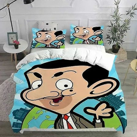 v48 Sengetøy Mr. Bean Animerte Serier Sengetøysett Dynetrekk Dyne Sengeteppe Dynetrekk Putetrekk Sett Soverom Hjemmetekstiler 3-delt Sengetøysett