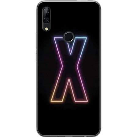 Kompatibel Mobilcover til Huawei Huawei P Smart Z Neonbogstav X i stærke farvevariationer mod sort baggrund, kraftfuldt typografisk design med tydeli