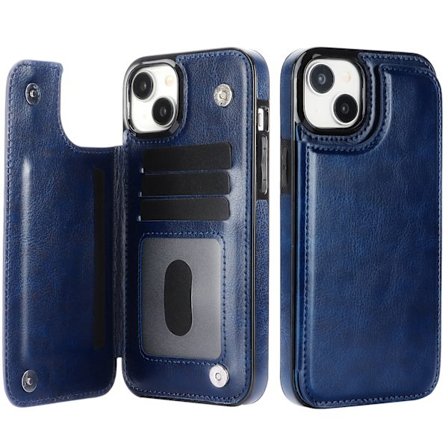 Hållbart läderfodral för iPhone 15 Plus