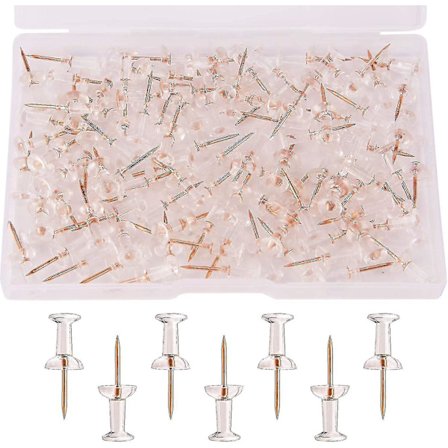 100 stk. Klare Plast Hode Push Pins, Roségull Tommeltapper, Vegg Push Pin, Korktavle Push Pins, I-formet Nål