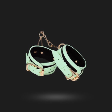 Vuxen: Glow-in-the-Dark Håndjern - Hvit/Gull - Sexleker Vuxen: Bondage & Fetish