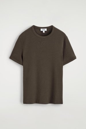 COS Slim Ribbed Cotton T-Shirt in Brown - Men