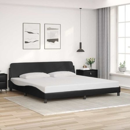 Bed Frame "Dover" Black 193x203 cm Faux Leather